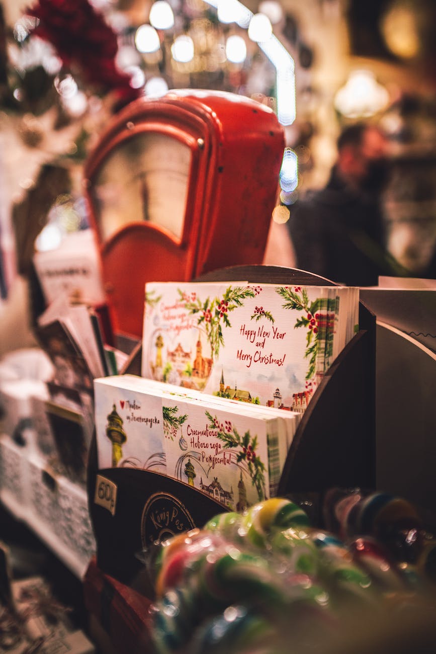 christmas cards on display